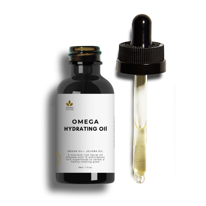 Opened bottle of hydrating face oil by Organic Potions