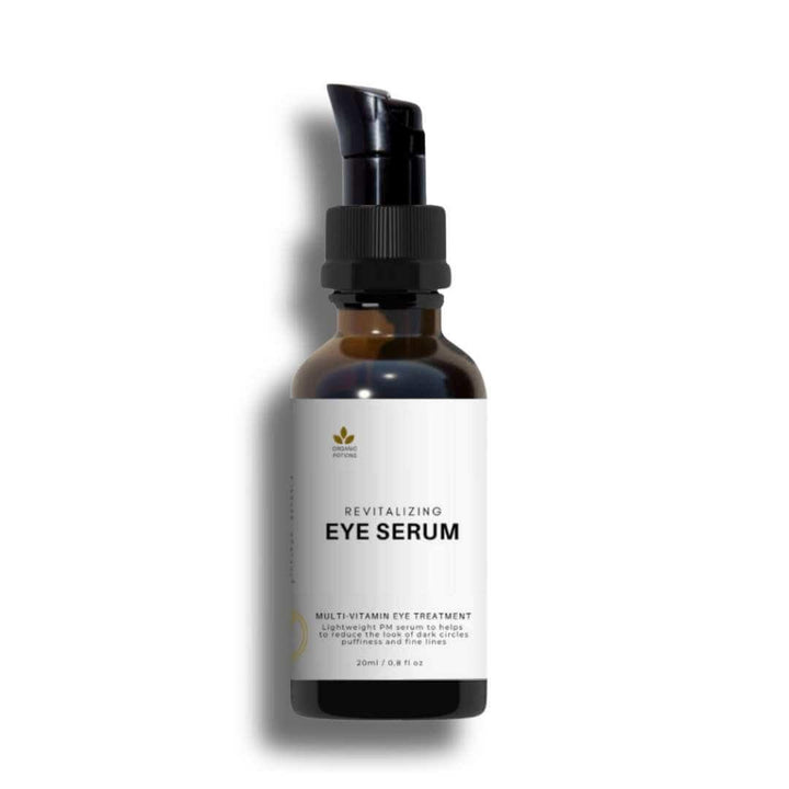 Eye serum in amber bottle with Vitamin C for dark circles and puffy eyes